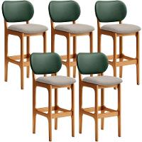 Kit 5 Banquetas Alta Betta Imbuia Facto Verde Linho Bege - 1