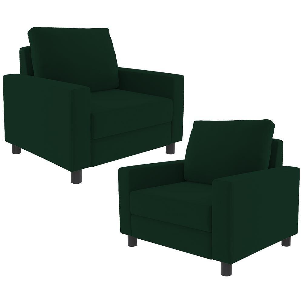 Kit 02 Poltronas Malta L02 Suede Verde Musgo - 1