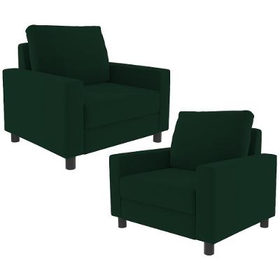 Kit 2 Poltronas Malta L02 Decorativas Suede Verde Lyam Decor