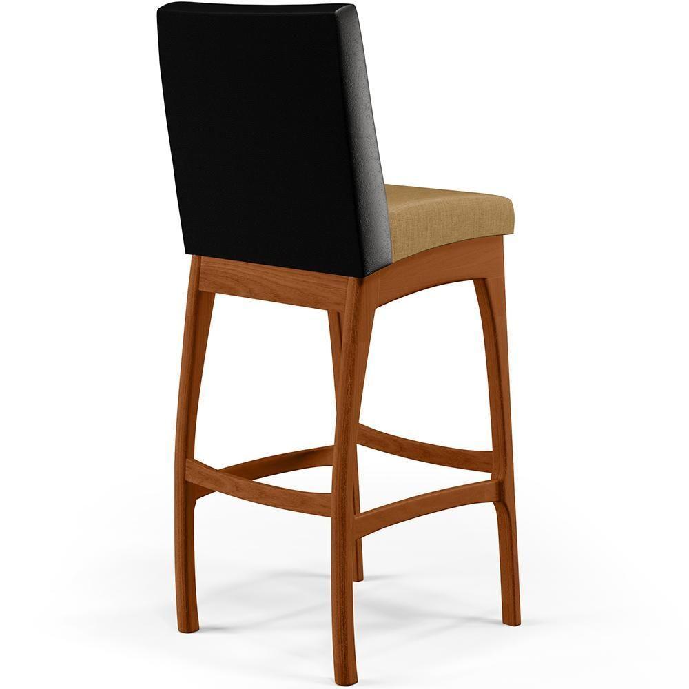 Kit 02 Banquetas Altas Mila Preto Linho Bege Escuro - 2