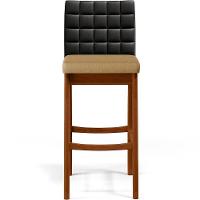 Kit 02 Banquetas Altas Mila Preto Linho Bege Escuro - 5