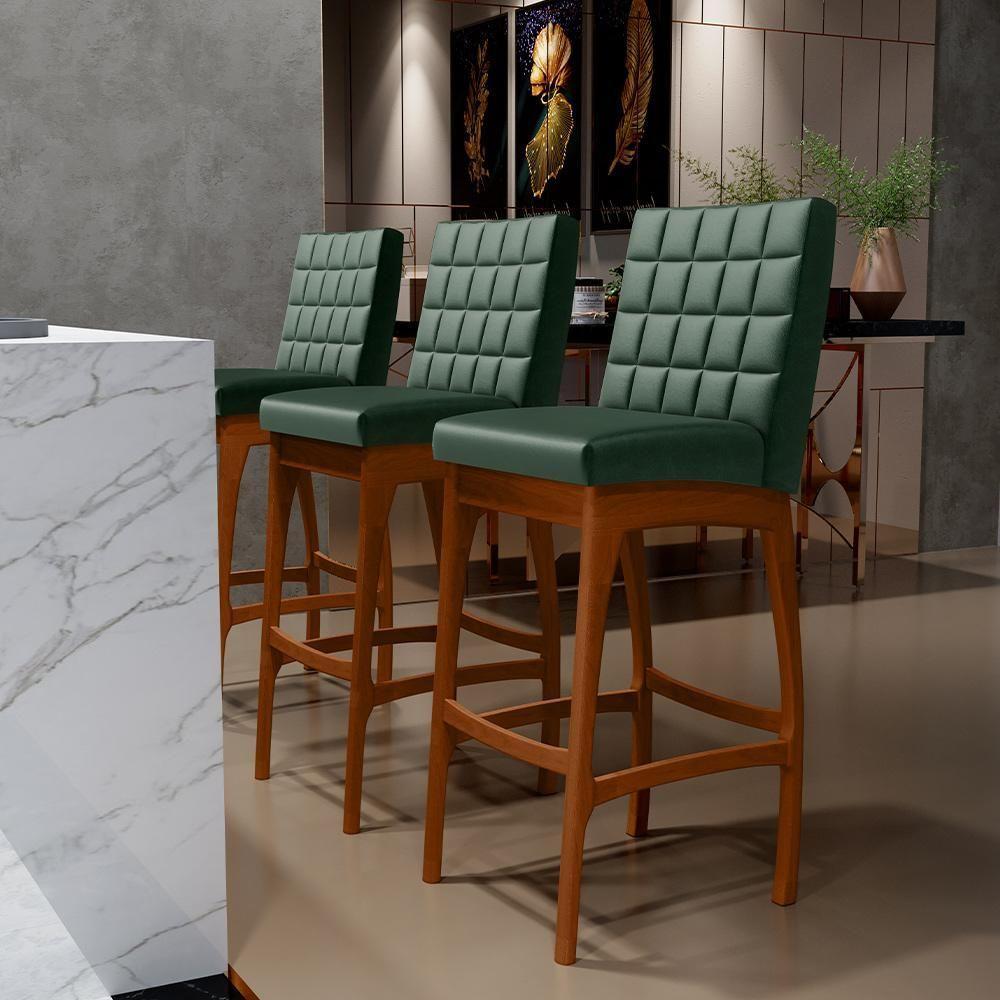 Kit 04 Banquetas Altas Mila Facto Verde Musgo - 9