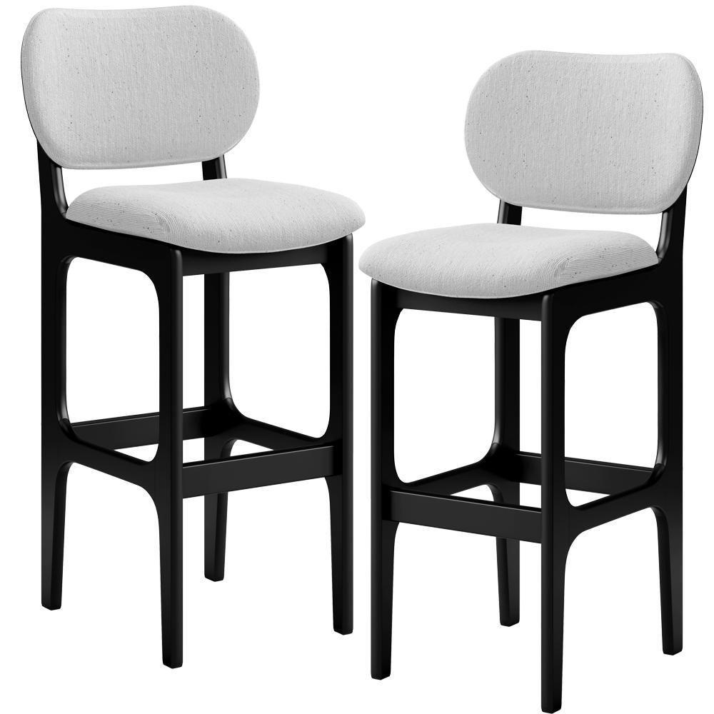 Kit 2 Banquetas Alta Betta Preto Linho Cinza - 1