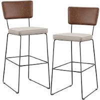 Kit 02 Banqueta Alta Cozinha Allana L02 Marrom Linho Cru - 1