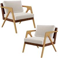 Kit 02 Poltronas Pietra L02 Couríssimo Marrom Linho Cru - 1