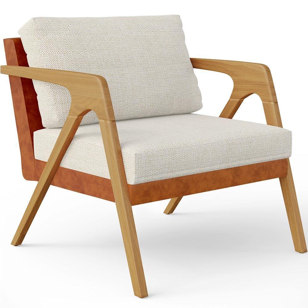 Poltrona Para Sala De Estar Pietra Camel Linho Champagne - 7