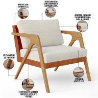 Poltrona Para Sala De Estar Pietra Camel Linho Champagne