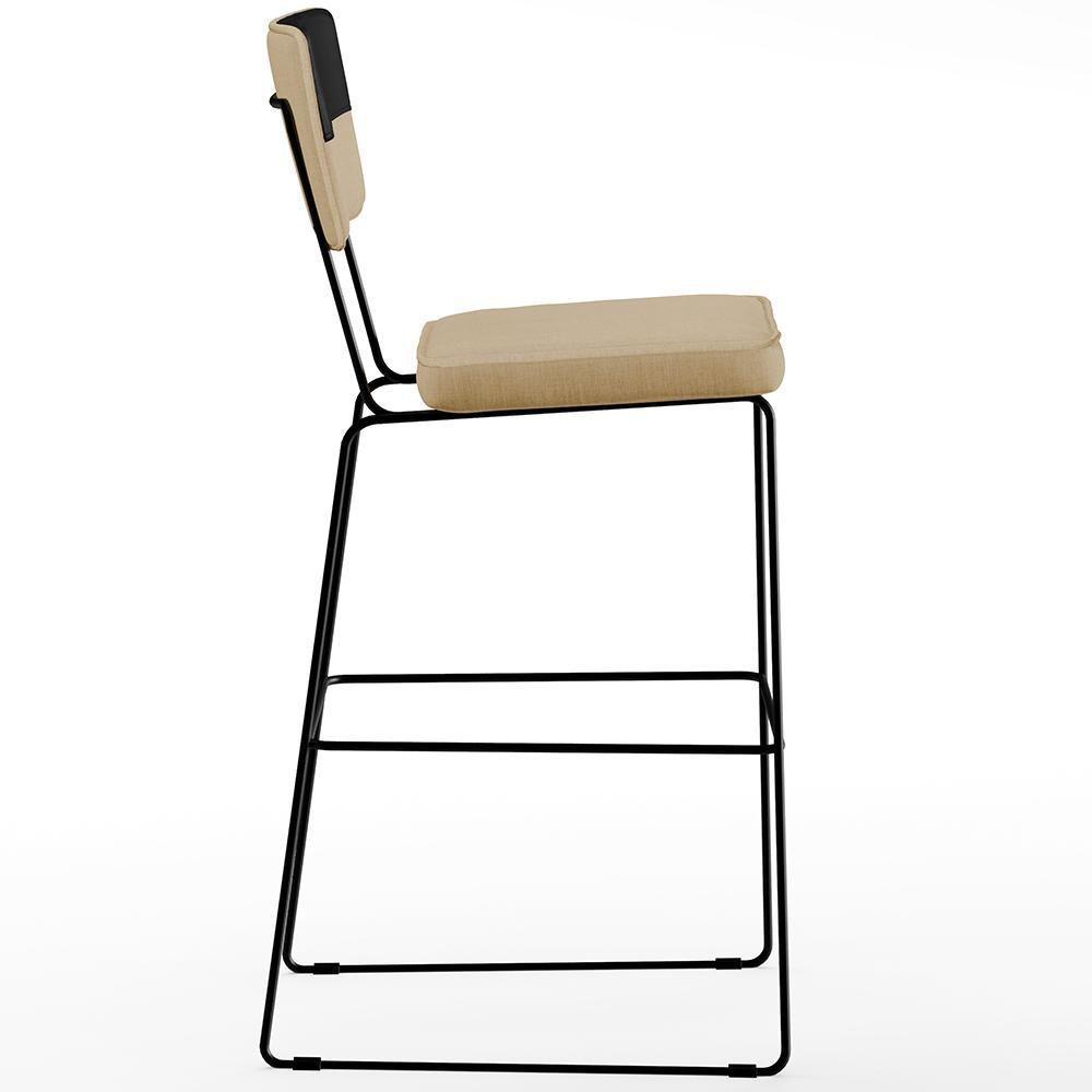 Kit 02 Banquetas Altas Allana L02 Faixa Preto Bege Escuro - 3