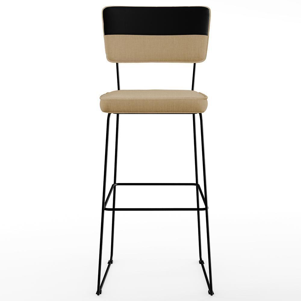 Kit 02 Banquetas Altas Allana L02 Faixa Preto Bege Escuro - 4
