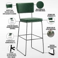 Kit 2 Banquetas Altas Cozinha Allana L02 Facto Verde Musgo - 7