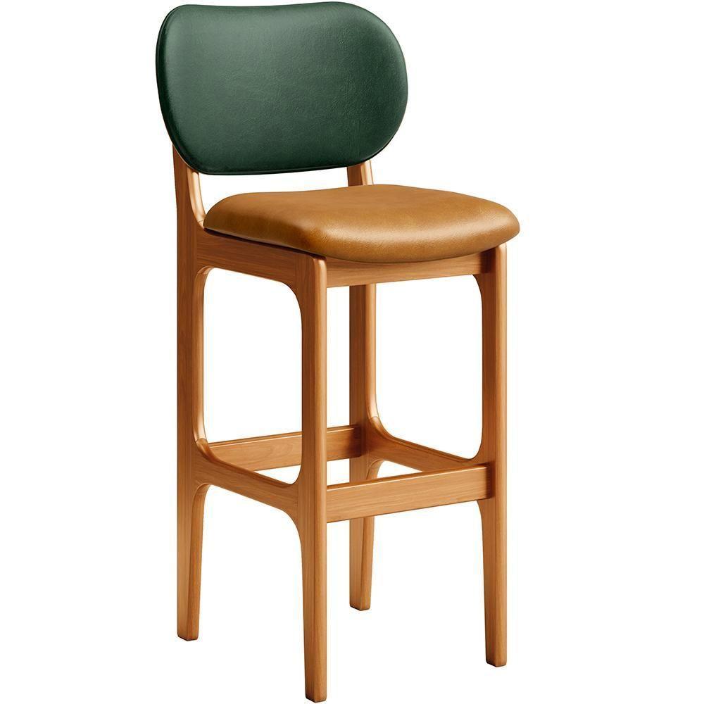 Kit 5 Banquetas Alta Betta Imbuia Facto Verde Whisky - 7