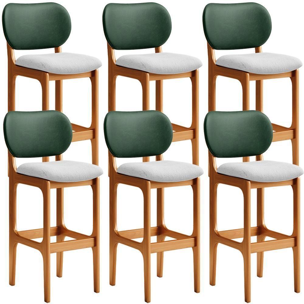 Kit 6 Banquetas Alta Cozinha Betta L02 Imbuia Verde Cinza - 1