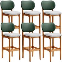 Kit 6 Banquetas Alta Cozinha Betta L02 Imbuia Verde Cinza - 1