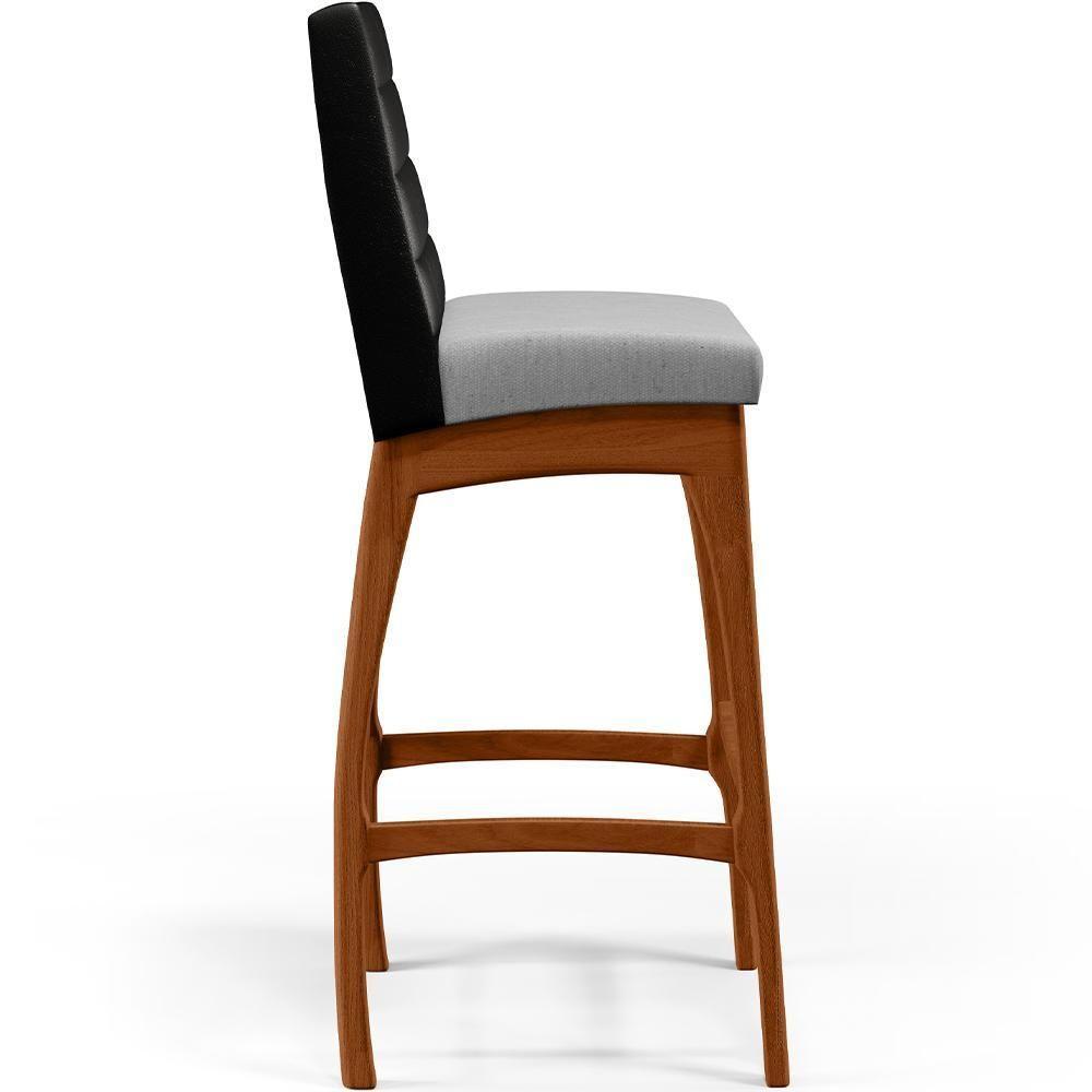 Kit 04 Banquetas Altas Cozinha Mila B04 Preto Linho Cinza - 4