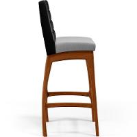 Kit 04 Banquetas Altas Cozinha Mila B04 Preto Linho Cinza