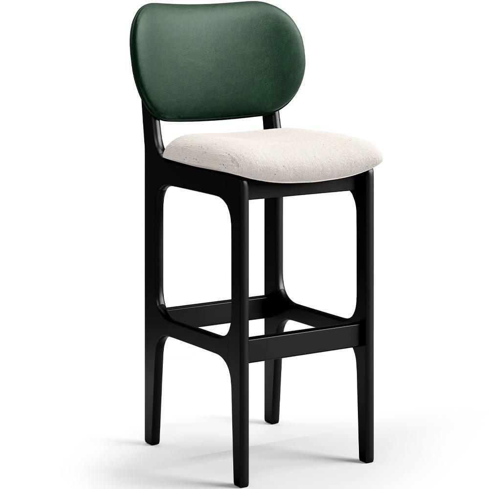 Kit 3 Banquetas Alta Betta Preto Facto Verde Linho Cru - 7