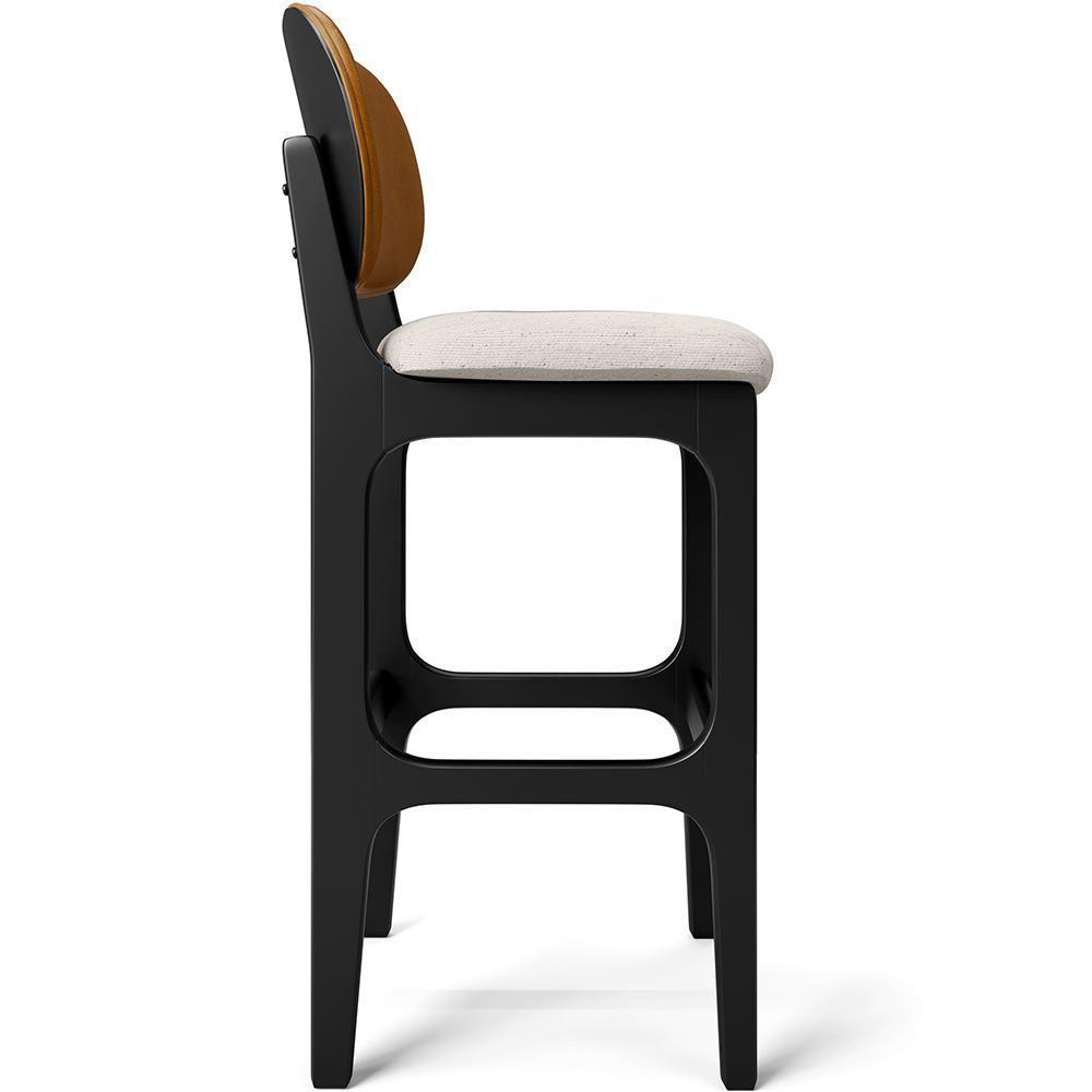 Kit 4 Banquetas Alta Betta Preto Whisky Linho Cru - 7