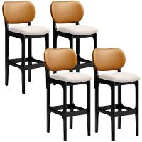 Kit 4 Banquetas Alta Betta Preto Whisky Linho Cru - 2