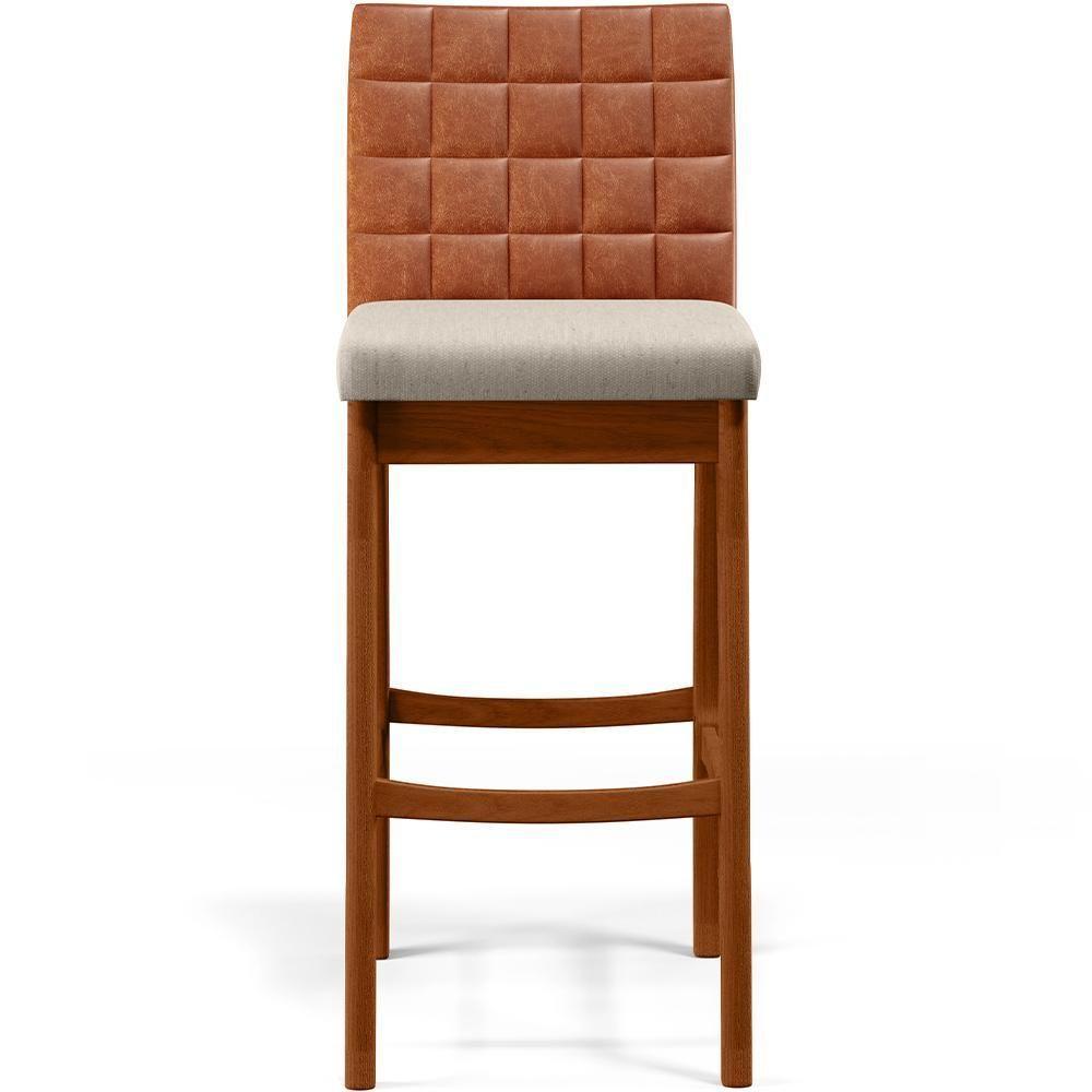 Kit 02 Banquetas Altas Mila Camel Linho Cru - 5