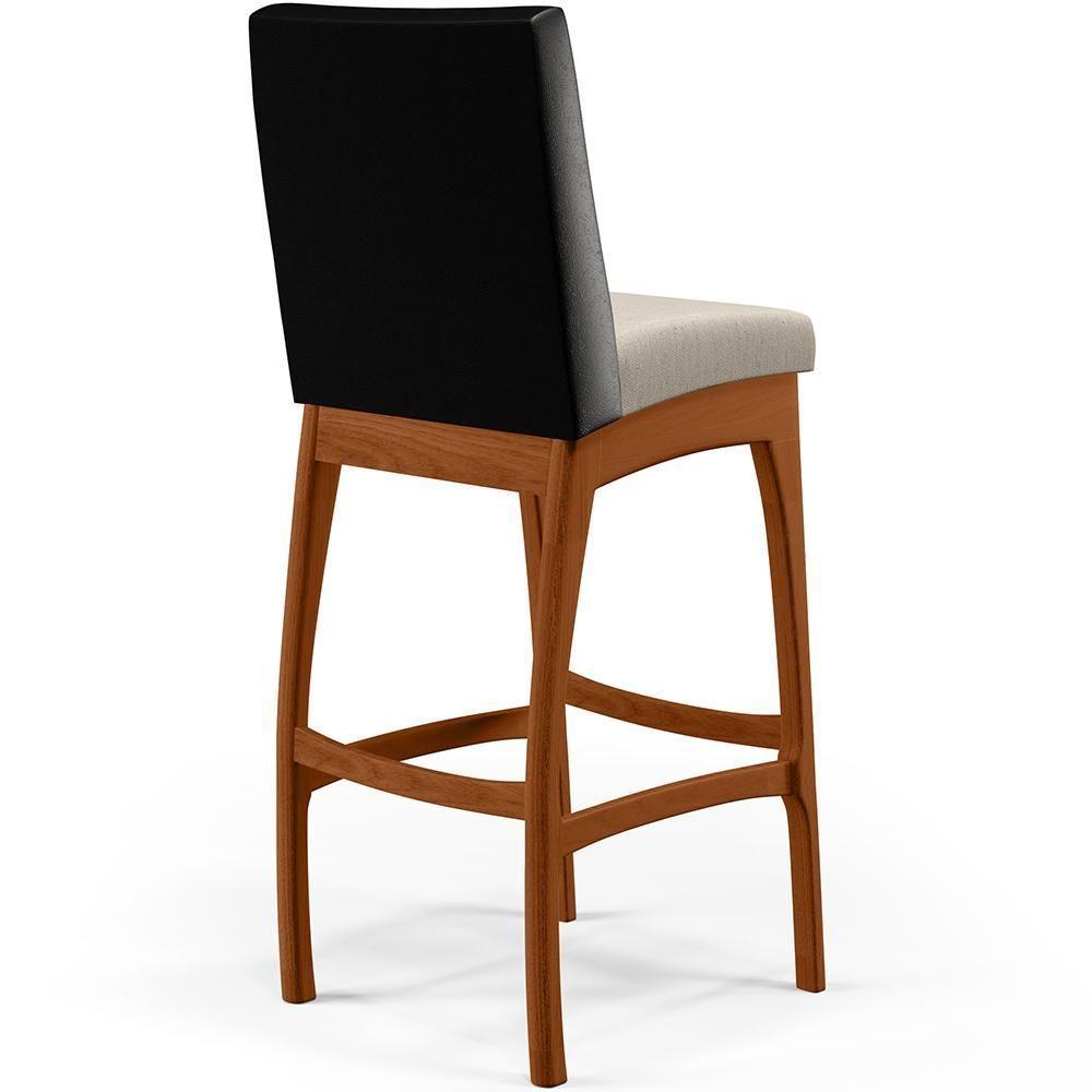 Kit 05 Banquetas Altas Mila Preto Linho Cru - 2