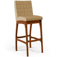 Kit 03 Banquetas Altas Mila Linho Bege Escuro - 8