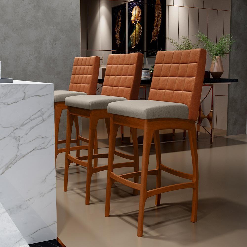 Banqueta Alta Para Cozinha B04 Camel Bege - 8