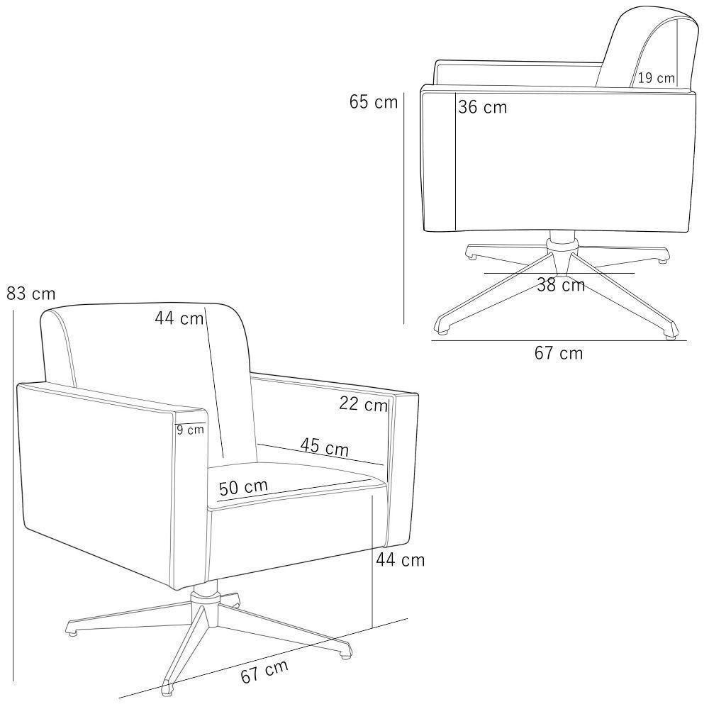 Poltrona Com Base Giratória Para Sala De Estar Suede Cinza - 5