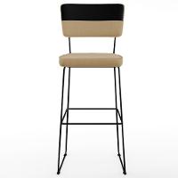 Kit 03 Banquetas Altas Faixa Corano Preto Linho Bege Escuro