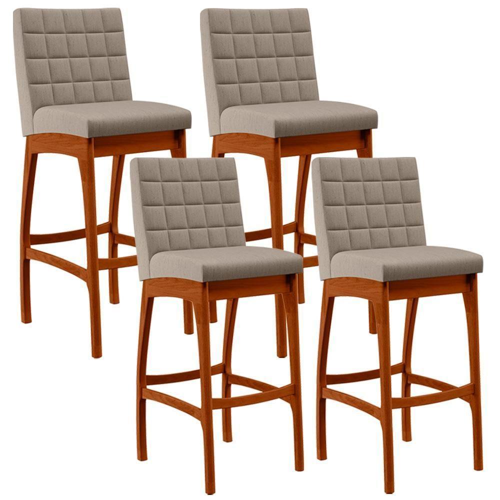 Kit 04 Banquetas Altas Para Cozinha B04 Bege - 1