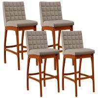 Kit 04 Banquetas Altas Para Cozinha B04 Bege - 1