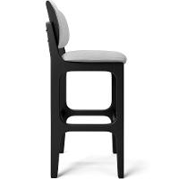 Banqueta Alta Bar Cozinha Fixa Betta L02 Preto Linho Cinza - 3