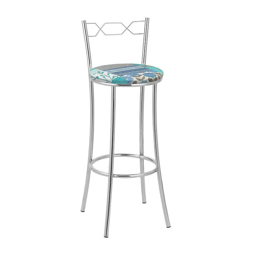 Kit 2 Banquetas Cromadas Espuma D15 Treparoni Azul - 1