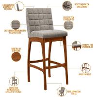 Banqueta Alta Cozinha De Jantar Fixa Mila B04 Bouclê Bege - 6