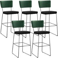 Kit 05 Banquetas Altas Allana L02 Verde Musgo Chumbo - 1