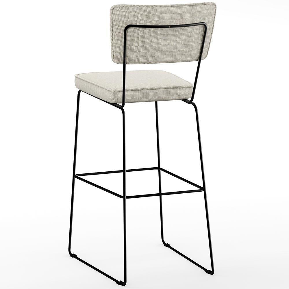 Kit 05 Banquetas Altas Faixa Camel Linho Champagne - 2