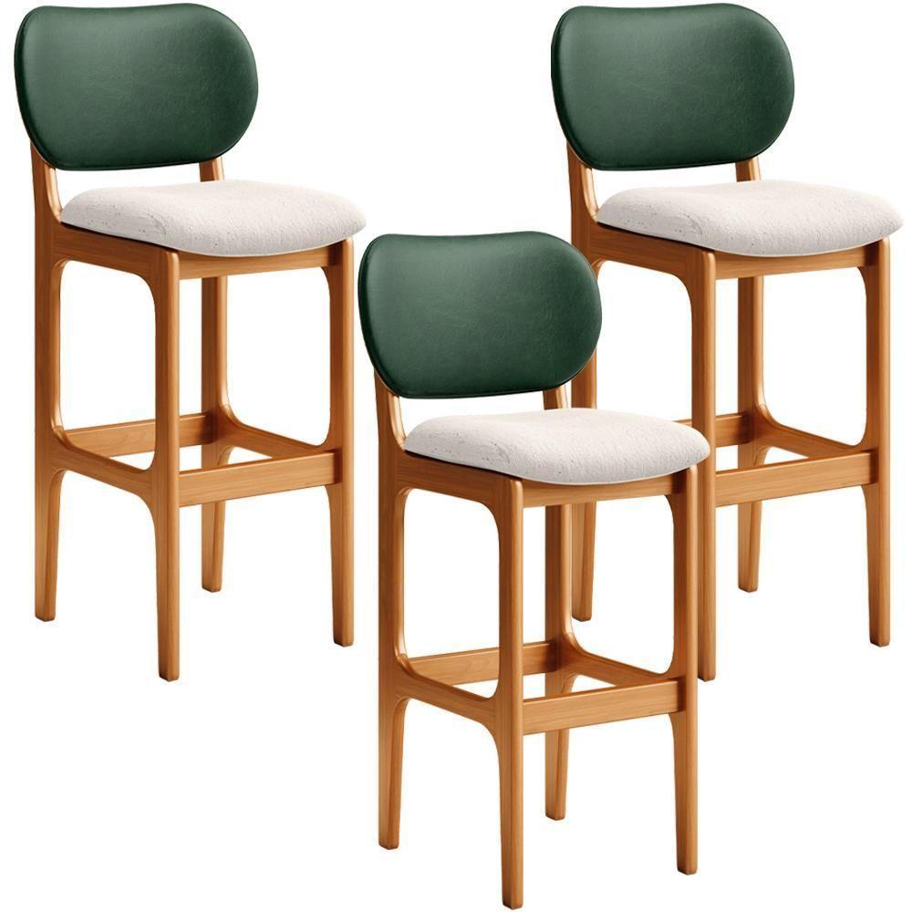 Kit 3 Banquetas Alta Betta Imbuia Facto Verde Linho Cru - 1
