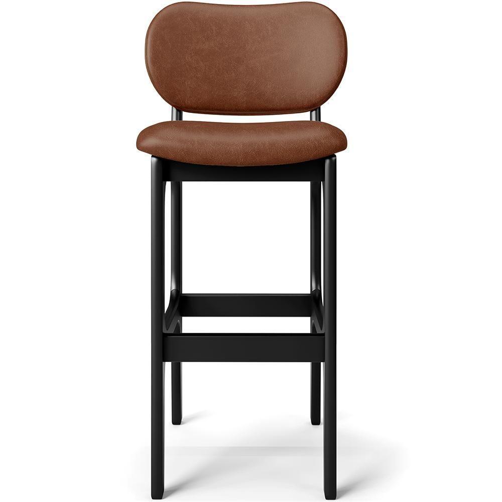 Banqueta Alta Para Cozinha Madeira Fixa Betta L02 Preto Couríssimo Marrom - Lyam Decor - 4