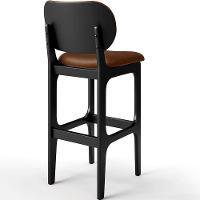 Banqueta Alta Para Cozinha Madeira Fixa Betta L02 Preto Couríssimo Marrom - Lyam Decor - 2