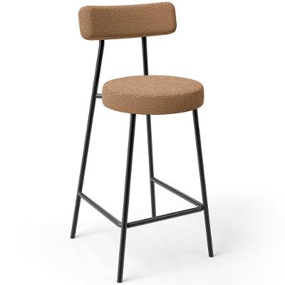 Banqueta Baixa Milão L02 Assento Poliéster Estrutura Aço Encosto Altura 60 cm Mostarda