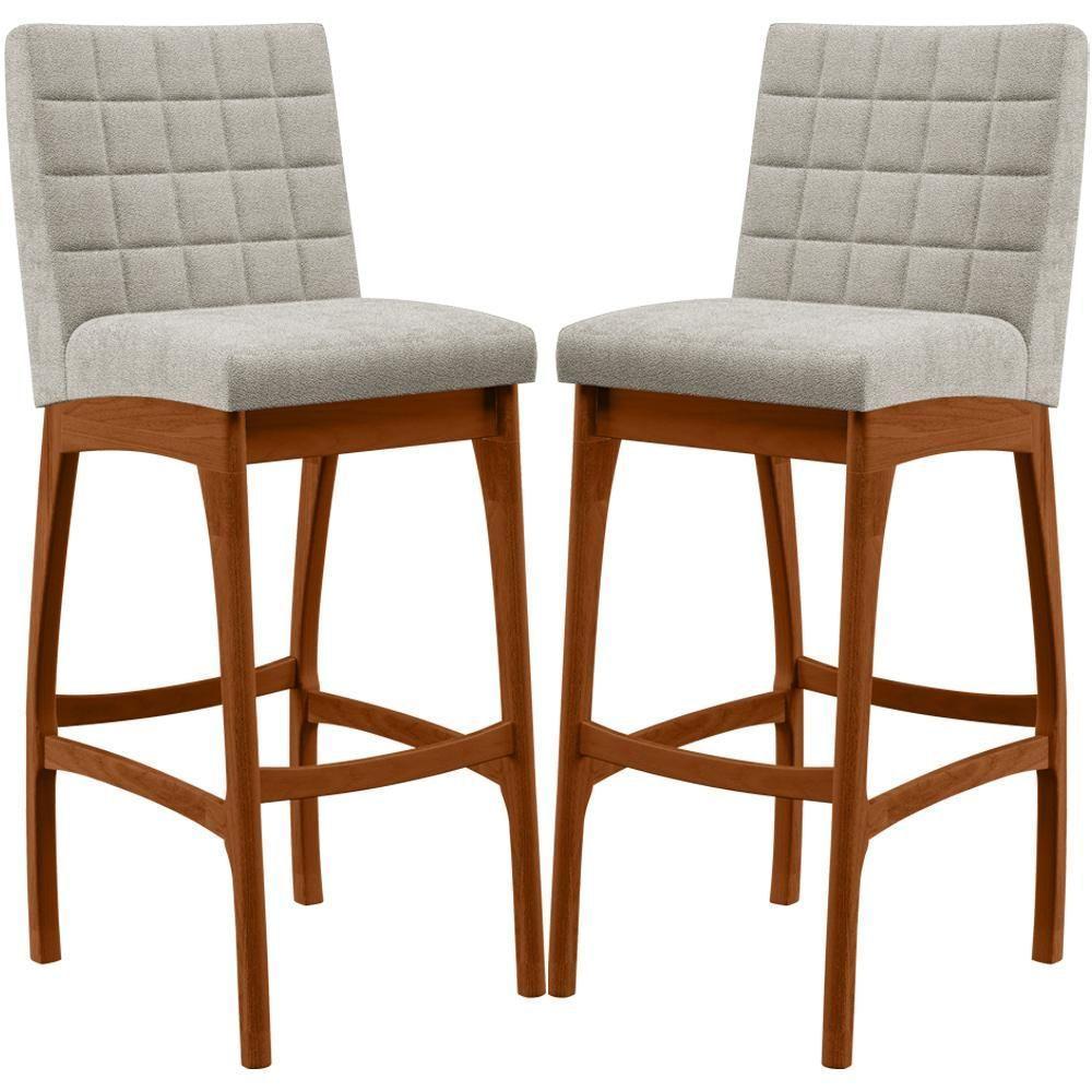 Kit 02 Banquetas Altas Cozinha B04 Bouclê Creme - 1