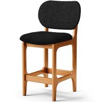 Kit 02 Banquetas Baixa Bar Cozinha E Sala De Jantar Fixa Betta L02 Imbuia Linho Chumbo - 7