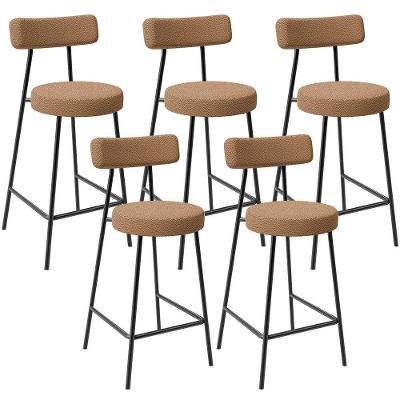 Kit 05 Banquetas Baixa Para Cozinha Sala De Jantar Bar Bancada Milão L02 Bouclê Mostarda