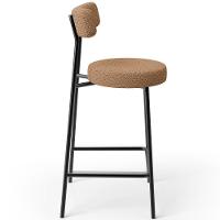 Kit 05 Banquetas Baixa Para Cozinha Sala De Jantar Bar Bancada Milão L02 Bouclê Mostarda