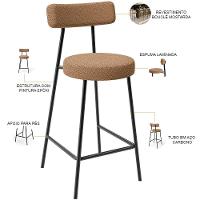 Kit 05 Banquetas Baixa Para Cozinha Sala De Jantar Bar Bancada Milão L02 Bouclê Mostarda - 7