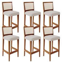 Kit 06 Banquetas Alta Cozinha Branco Zion L02 Cru - 1