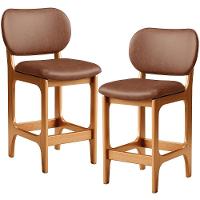 Kit 02 Banquetas Baixa Bar Cozinha E Sala De Jantar Fixa Betta L02 Imbuia Couríssimo Marrom - 1