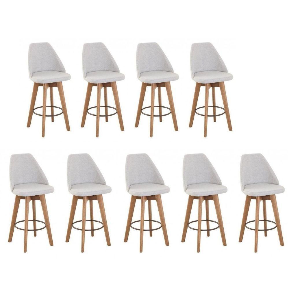 Kit 9 Banquetas Gourmet Giratória Maya-tecido Linho - 1