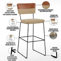 Kit 04 Banquetas Altas Allana L02 Faixa Camel Bege Escuro - 6