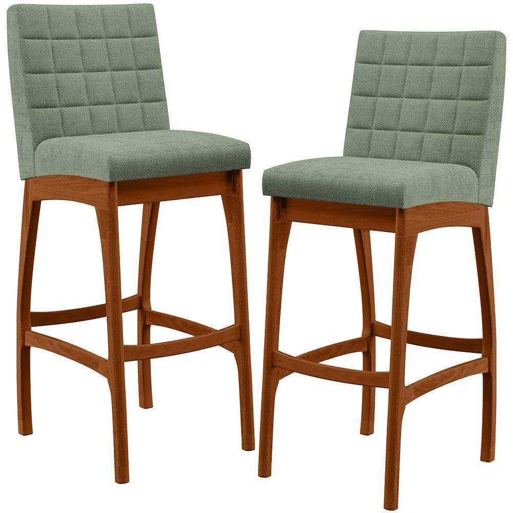 Kit 02 Banquetas Alta Para Cozinha Sala De Jantar Fixa Mila B04 Bouclê Oliva - 1