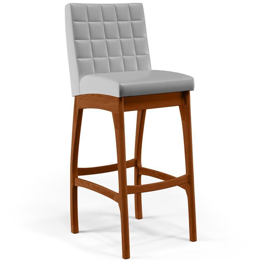 Banqueta Alta Para Cozinha Sala De Jantar Fixa Mila L02 Facto Cinza Metalizado - Lyam Decor - 1